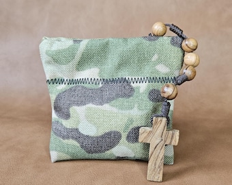 Camo Rosary Pouch - Small - Quick access pinch frame Rosary Holster, squeeze frame, case