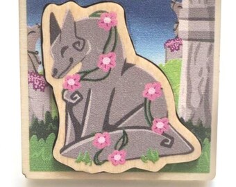 Wolf Forest Scenery Statue 3D Wooden Pin
