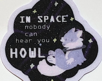 Space Howler Glitter Wolf Sticker