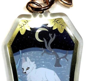 Snow Wolf Dog Gold Foil Keychain