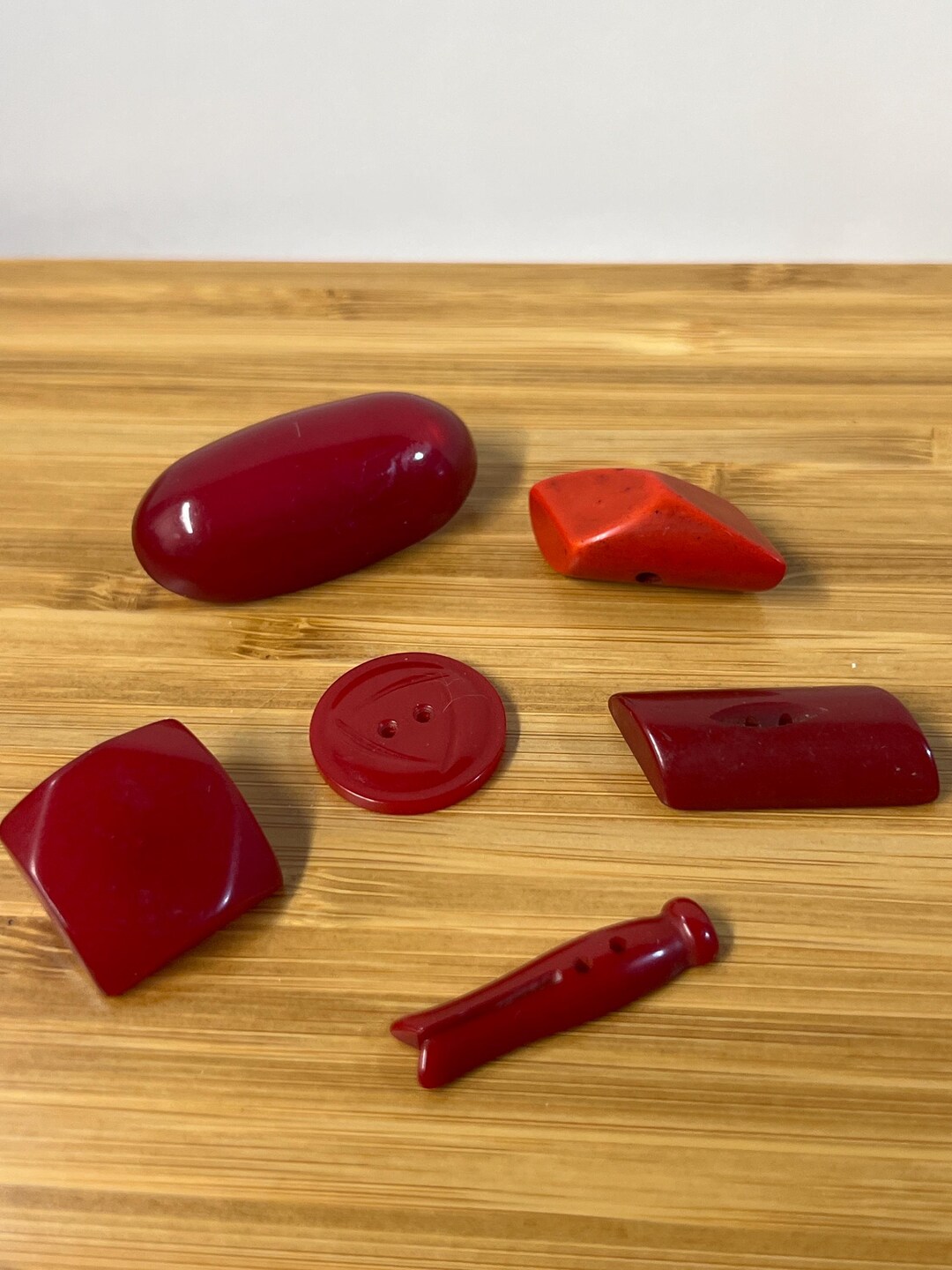 Red Toggle Buttons Vintage Bakelite Catalin Buttons Lot Cherry Red Carved Coat Toggles Sew ...