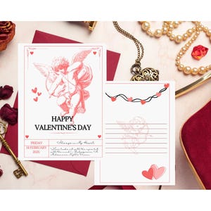 Retro Modern Vintage Valentine's Day Postcard