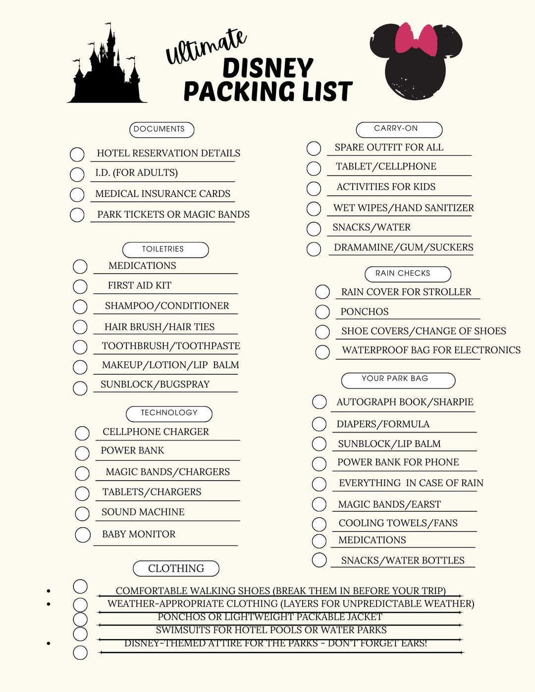 Ultimate Disney World Packing List - Etsy