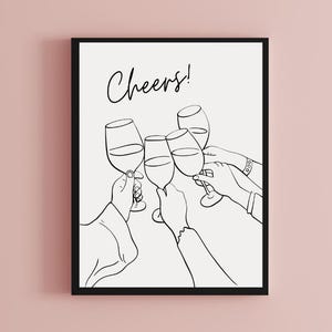カクテルバーのウォールアート 乾杯！ワイングラスプリント 乾杯ポスター ウォールプリント モダンホームデコレ バーアート バーカートデコレ レトロバーカート ウォールアート