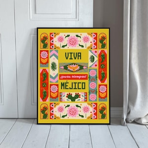Modern Mexican Art Print Colourful Floral Posters Vintage Mexican Prints Traditional Mexican Artwork Floral Vintage Poster Cultural Gifte
