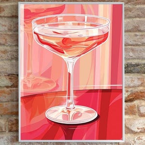 Pink Paintings Cocktail Print Walle Arte Decore Kitchen Artwork Bar Decor Drink Lovers Artful Wallart Printable Aesthetic Girly Bar Cart Art