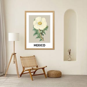 Mexican Art Poppy Floral Poster Modern Home Decore Vintage Mexican Travel Poster Gallery Wall Art Latin Decor Cultural Gift Perfect Giftful