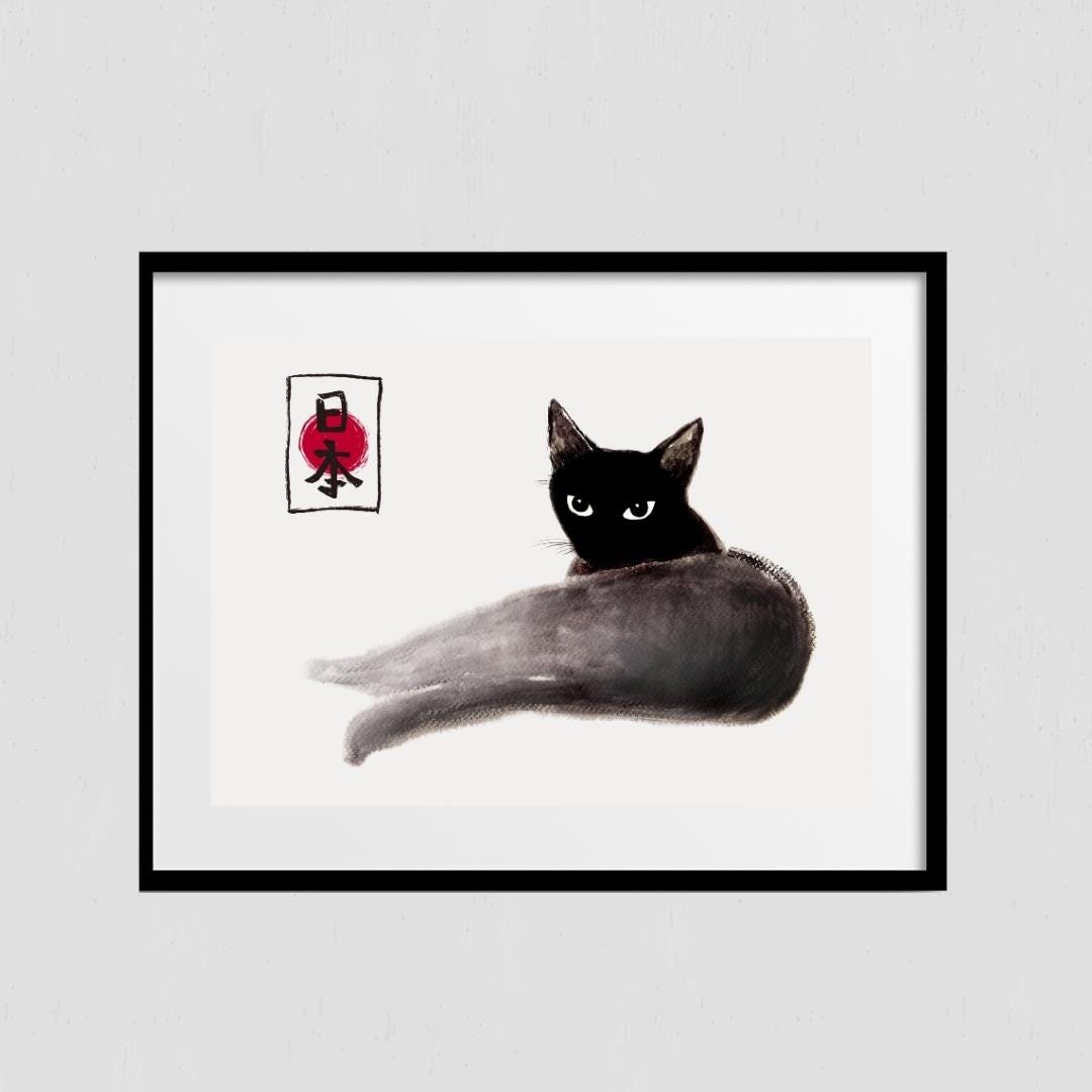 Cat Artwork Zen Matsumoto Hoji Cat Print Matsumoto Hoji Cat Poster ...