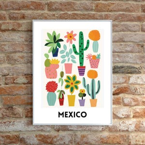 Modern Mexican Art Cactus Vibrant Colorful Mexican Artwork Floral Vintage Poster Cultural Art Cute Mexican Print Latin Decor Cactus Printful