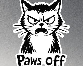 Funny Cat Magnet – “Paws Off” Matte Vinyl Fridge Magnet – Cute Cat Gift for Cat Lovers