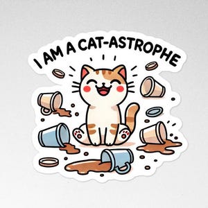 Sono un adesivo Cat-astrophe – Adesivo in vinile con gatto divertente, regalo per amanti dei gatti, adesivo impermeabile per laptop