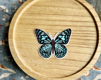 Aqua Blue Tiger Butterfly Sticker: Waterproof Vinyl Insect Decal