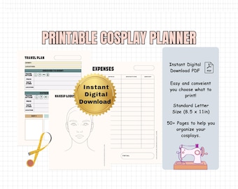 Printable Cosplay Planner: Costume & Comic Convention Organizer (Instant Download PDF)
