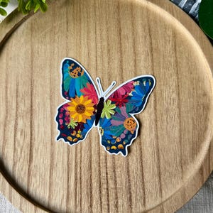 Boho Floral Butterfly Sticker Colorful Botanical Vinyl Decal Aesthetic Boho Butterfly Sticker for Laptops Journals and Water Bottles