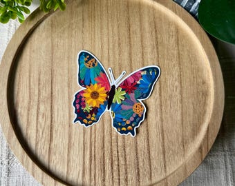 Sticker papillon floral bohème : Sticker botanique botanique coloré