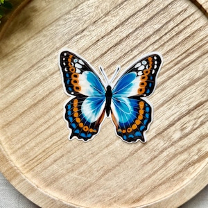 Blue Butterfly Vinyl Sticker: Cottagecore Laptop Decal