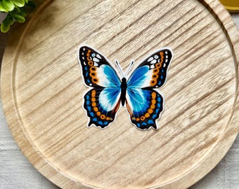 Blue Butterfly Vinyl Sticker: Cottagecore Laptop Decal
