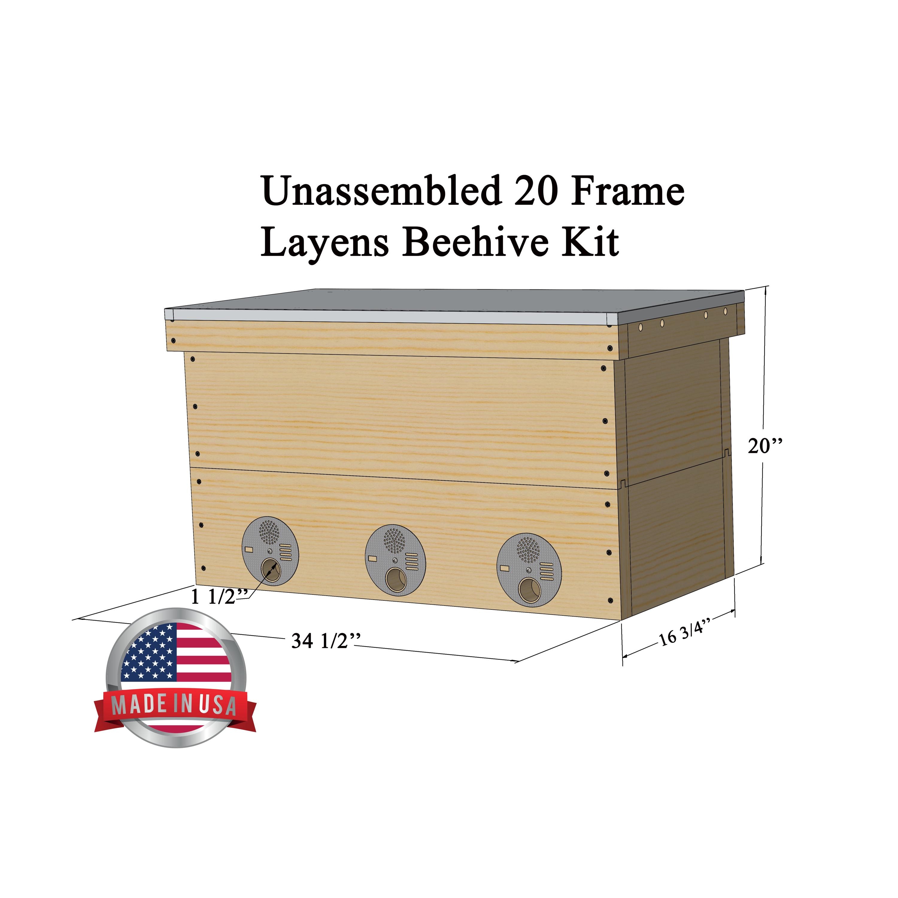 Layページ Unassembled Layens Beehive Kit, 20-frame Horizontal Hive for
