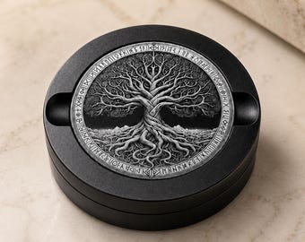 Norse Yggdrasil Metal Snus Can, Tree of Life Aluminum Pouch Container, Viking Gift for Him, Metal EDC Snus Container, Anodized Metal Tin