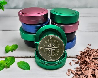 Vintage Compass  Can, Nic Pouch Holder, Homeware Gift, Tobacco Holder, Travel Accessories, Storage Organization, Metal Snus Container