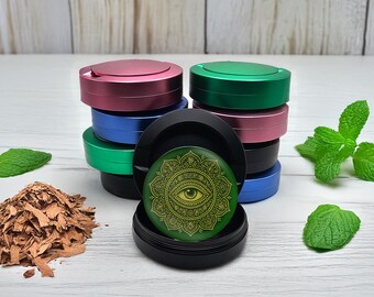 Soporte para snus Mandala Eye, lata para guardar el tercer ojo, regalos para chakras, lata de snus de metal, regalo pequeño, lata de metal para salsas, lata de aluminio para guardar snus, bolsa para snus