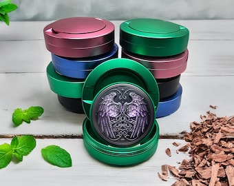 Celestial Wings Snus Pouch Holder, Stocking Stuffers, Chew Can, Christmas Gifts For Her, Knotwork Crest Snus Container, Aluminum Storage Tin