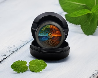Valknut Tree of Seasons Snus Can, Christmas Gifts For Him, Yggdrasil Snus Container, Home-Decor, Metal Dip Can, Gifts For Husband, Snus Case