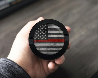 Thin Red Line Snus Holder - Firefighter Gift, Nicotine Pouch Can EDC, Gift for Fireman, Aluminum Tin