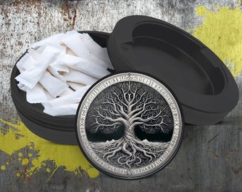 Snus Pouch Case, Tobacco Tin, Norse Yggdrasil World Tree Of Life, Valentines Gifts For Him, Aluminum Chew Travel Container, Homeware,Dip Can