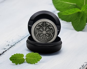 Viking Compass Snus Holder - Vegvisir Norse EDC Pouch Can, Nicotine Case, Gift for Him, Aluminum Tin