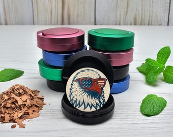 Patriotic Eagle Snus Holder, Gifts For Dad, USA Flag Snus Can, Veterans Gift, Dip Can, Aluminum Storage Container, Gift For Men,American Can