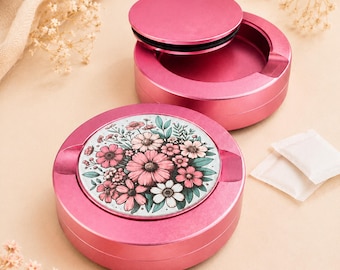 Vintage Flowers Aluminum Snus Container, Retro Floral Pouch Can, Perfect Gift for Wife, 2-Chamber Metal Tin for Mini Pouches