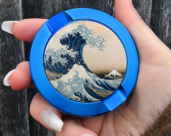 Great Wave Aluminum Snus Container, Metal Tin Can for Mini Pouches, Durable Premium Pouch Can, Japanese Wave Art Gift for Husband or Men