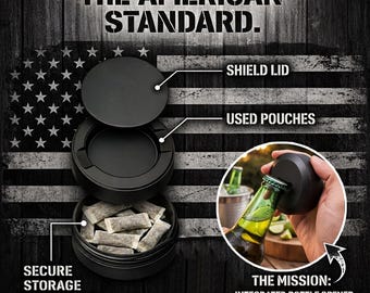 Metal Snus Pouch Can with Bottle Opener, Large Capacity Storage + Used Pouch Compartment, Rugged Pocket Carry, Snus Container, Metal Dip Can