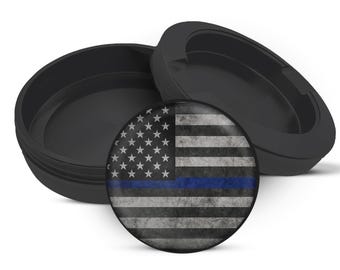 Thin Blue Line Snus Holder - Police Officer Gift, Nicotine Pouch Can, Law Enforcement EDC Aluminum Tin