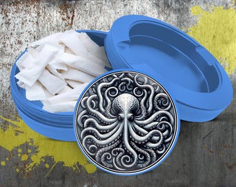 Metal Snus Can - Octopus Nic Pouch Tin or Snus Container - Aluminum Pocket Case For Snus Storage Unique Birthday Gift For Him - Snus Holder