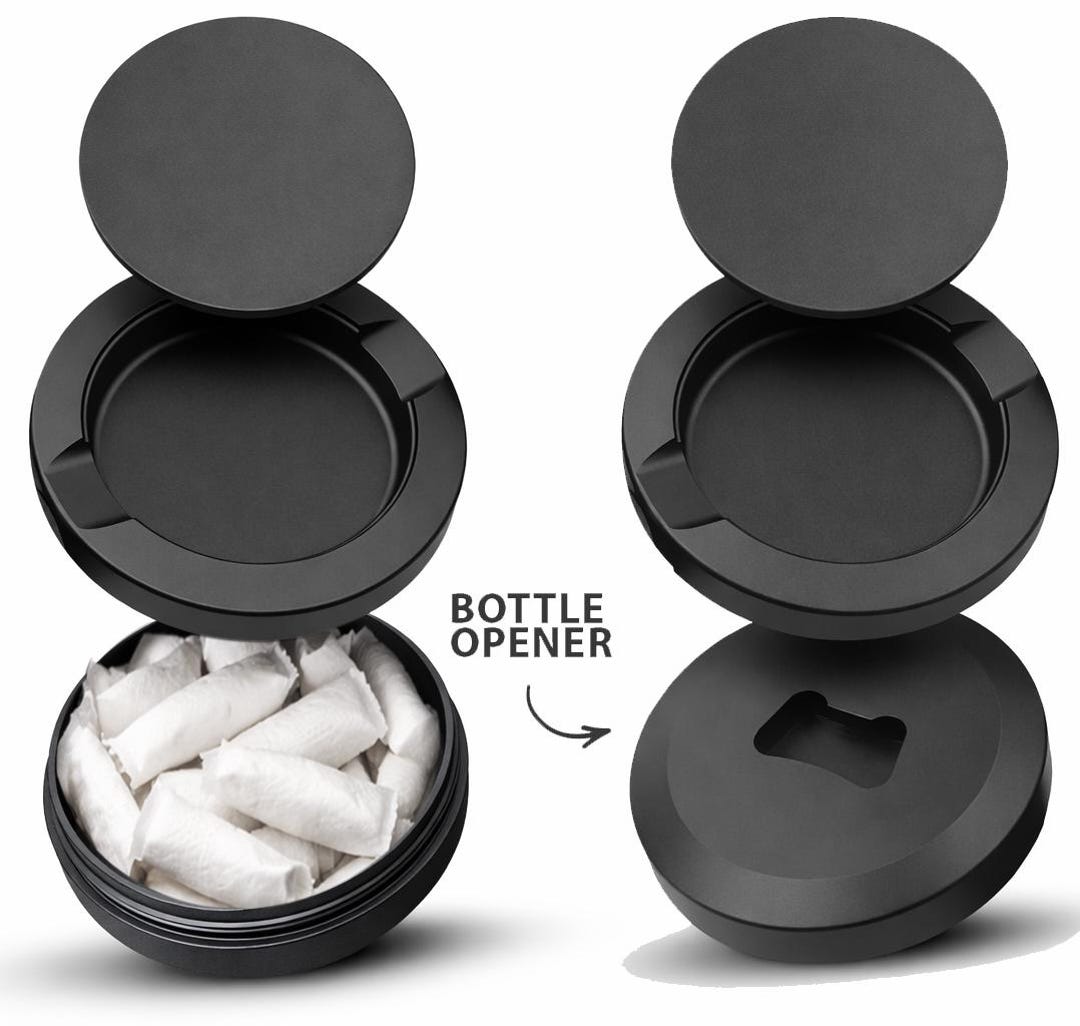 Heavy-duty Metal Snus Can, Dual-compartment Pouch Storage With Built-in ...