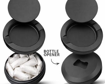 Heavy-Duty Metal Snus Can, Dual-Compartment Pouch Storage with Built-In Bottle Opener, Large Capacity Storage, Snus Container, Metal Dip Can
