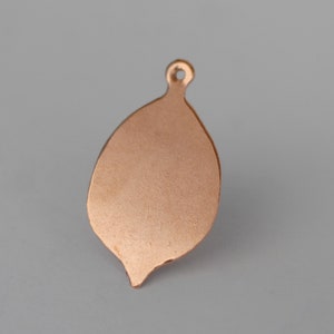 Leaf charm with Hole 20g 34mm x 19mm Copper for Enameling or hand stamping 4 pieces