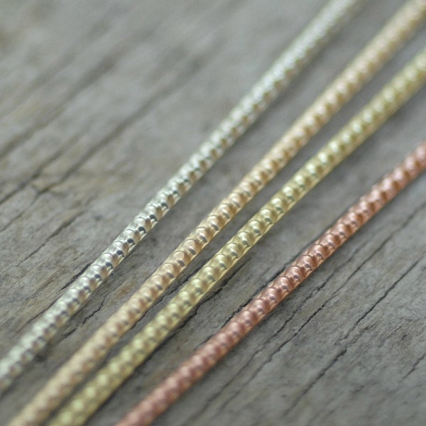 Patterned wire for making jewelry, fine dainty gallery wire dot texture 1.2mm copper, brass, bronze, nickel silver