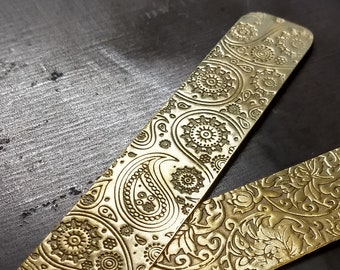Paisley Metal Cuff Strip Bracelet Blanks - Jewelry Making Supplies by SupplyDiva - DIY Bracelet 1 inch wide by 6 inch long