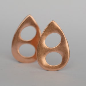 Teardrop shape 20g with two Oval Cutouts with Hole blanks for enameling 4 Pieces