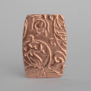 Barrel  Rounded Rectangle in Lotus flowers Pattern 26mm x 19mm for Copper Enameling or Stamping Texturing Blank Variety of Metals - 4 Pieces