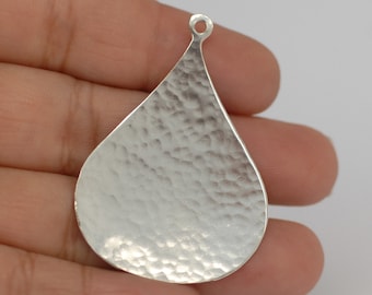 Sterling Silver Large Hand Hammered Teardrop Blanks for Pendants or Earrings