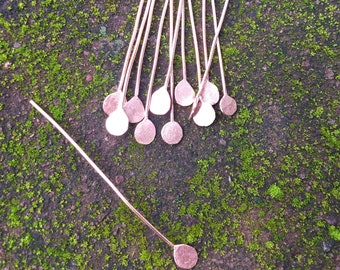 Handmade Headpins with Round Flat Paddles - Available in Copper, Brass, Bronze, and Nickel Silver