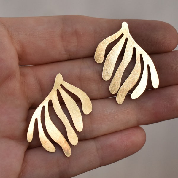 Bronze Hand Cut Seaweed Cluster Blanks Earring Shapes for soldering 2 pieces 31mm x 22mm 1 1/4 inch by 7/8 inch