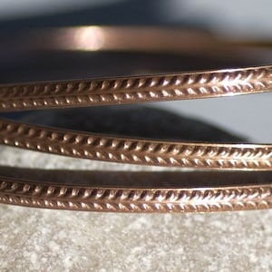 Pure Copper Ring Wire Patterned Strip Shank 2.6mm 3 Feet image 1