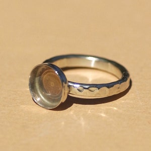 10mm bezel cup ring blank, Nickel Silver Hammered band image 1