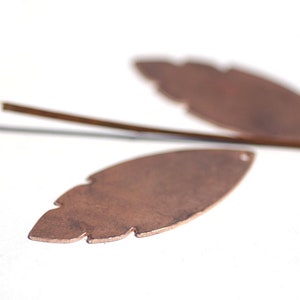 Metal Blanks Leaf 47mm x 19mm 20g with Hole Blank Cutout for Enameling Stamping - 4 pieces