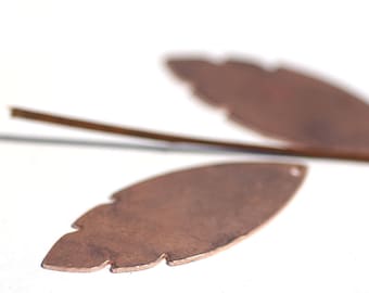 Leaf Metal Blanks: Copper, Brass, or Bronze Jewelry Charms - 4 Pieces